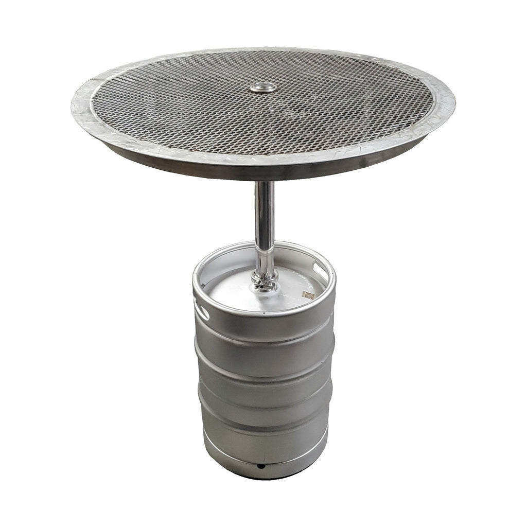 Stainless Keg Table on a white background