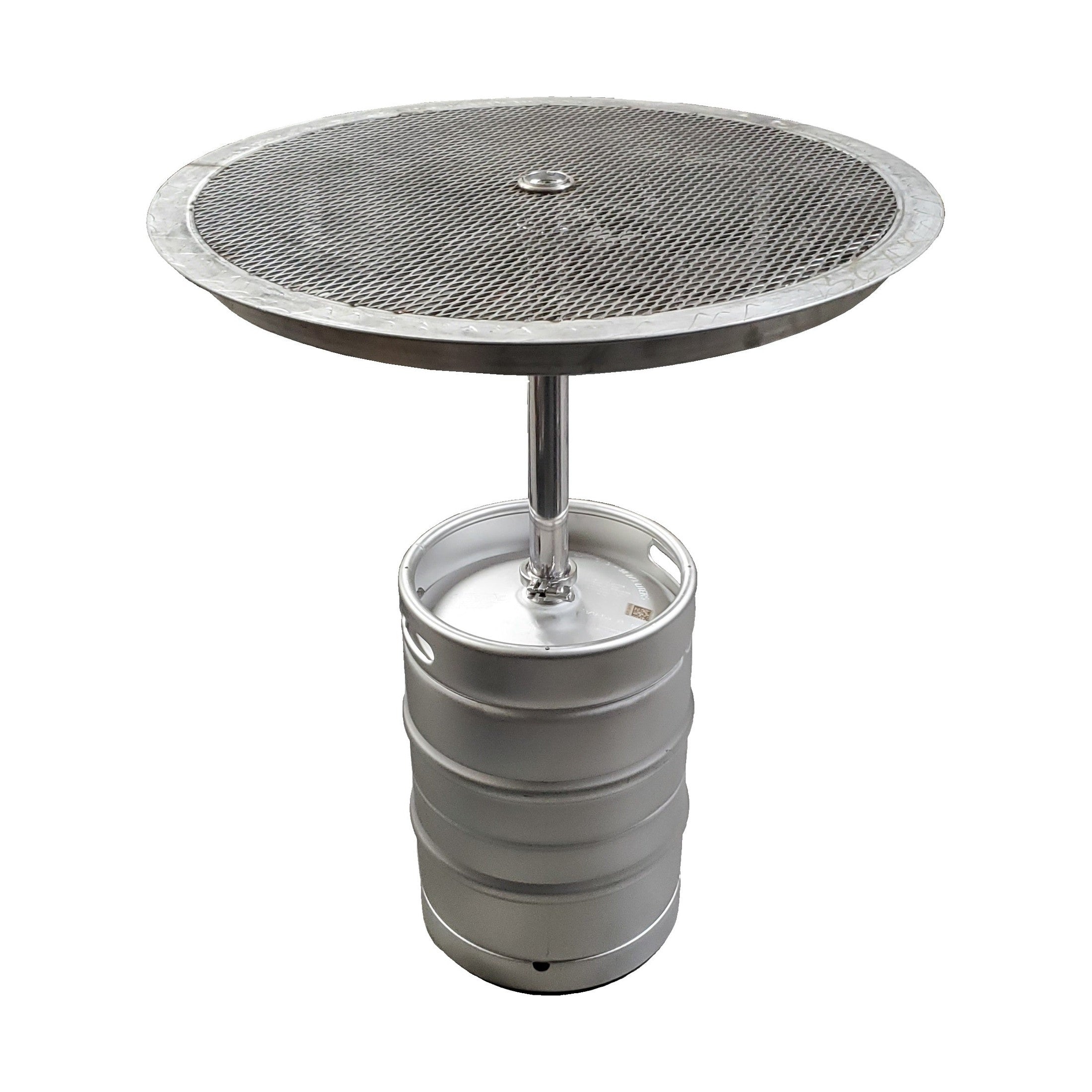 Stainless Keg Table on a white background